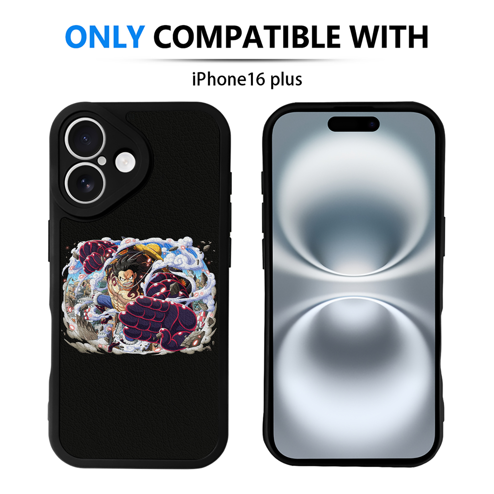 （画像用） ワンピース モンキー・D・ルフィ ONE PIECE Monkey D. Luffy 【iPhone 16シリーズ対応】シリコンスマホケース（レザー調） 材質：シリコン
